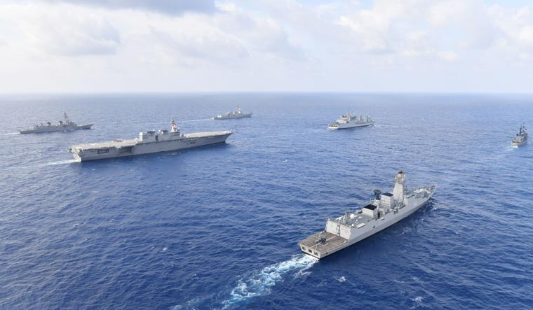 Indian Navy Ships Sail Through South China Sea with 4-Nation Flotilla