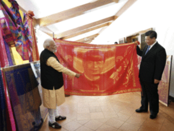 PM Modi Gifts Xi Image Embossed Silk Shawl to Chinese Premier