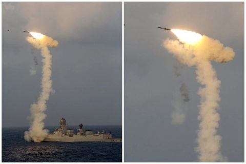 ‘Fireworks At Sea’: Video Of Missile Tests from Warships Released by Indian Navy on Diwali; Watch it Here