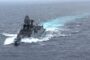 Indian Naval Ship Undertaking Coordinated Patrol With Indonesian Vessel