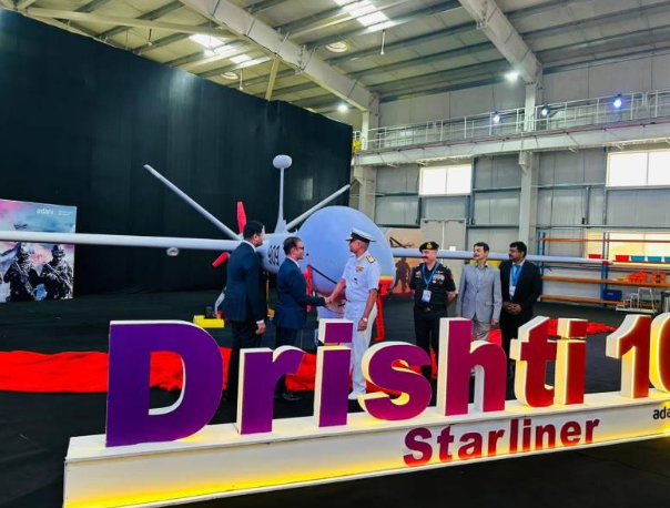 Adani Delivers India's First Medium Altitude Long Endurance Drone Drishti 10 To Indian Navy