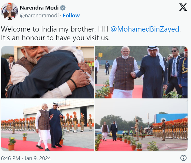 'My Brother, It's An Honour...': PM Modi Welcomes UAE President In Gujarat, Holds Roadshow In Ahmedabad