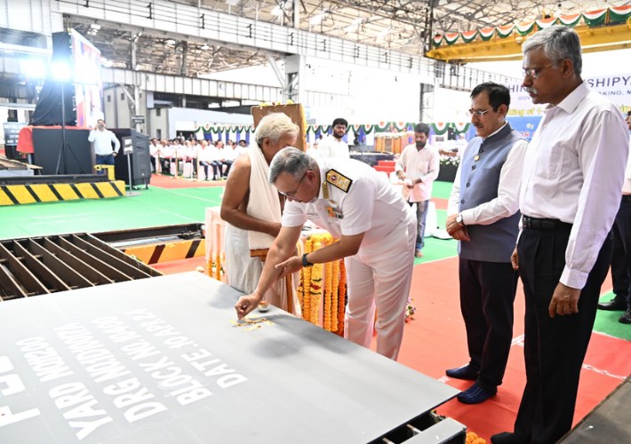 Steel Cutting Ceremony of the First Fleet Support Ship Held at Visakhapatnam