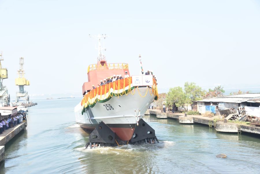 Goa Shipyard Launches Two Fast Patrol Vessels For Coast Guard