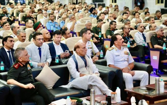 Rajnath Singh with CDS and CNS